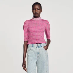 T-shirt A Punto Smock Con Stampa