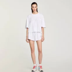 T-shirt Corta Con Ricamo France