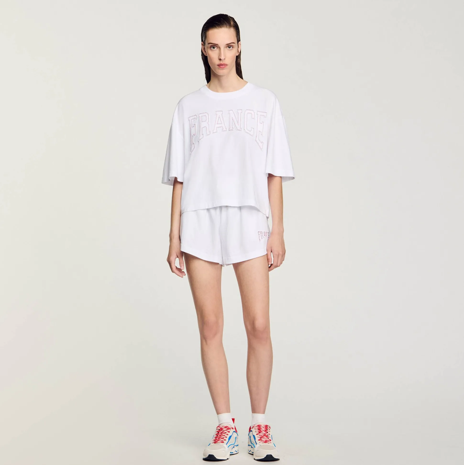 T-shirt Corta Con Ricamo France