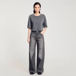 T-shirt Corta Con Strass