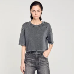 T-shirt Corta Con Strass
